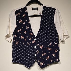 Floral Polka Dot Vest with White Shirt